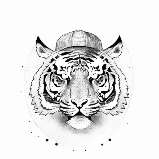 Tiger With Skull And Plants