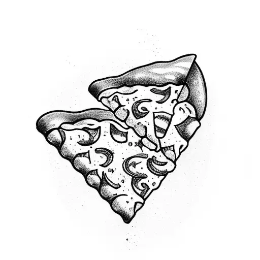 A Tattoo Of A Pizza Slice With A Music Note As The Toppings