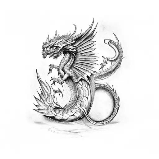 Latin Text With A Mythical Creature Like A Dragon Or Phoenix