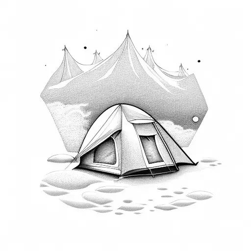 Tent On The Hill With Sea In The Background