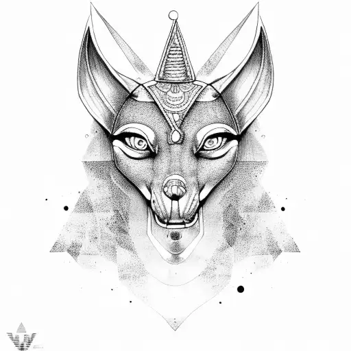 Anubis Whole Body With Egyptian Background