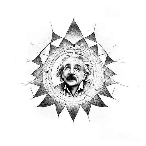 A Cosmic Scene With Albert Einstein Writing Equations In Space