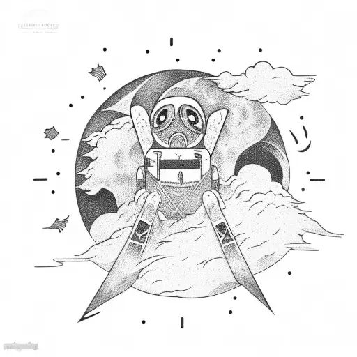 Moon Raising Up From Hell Behind Explosions Of Magical Lightning