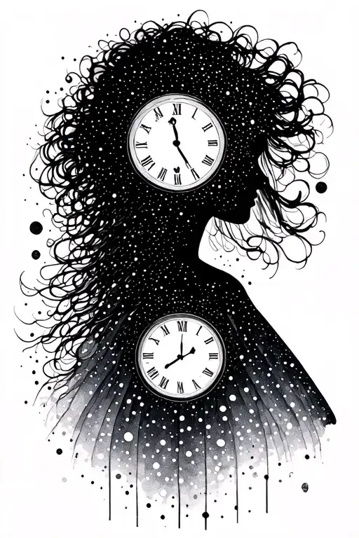 Woman Silhouette And Time Running