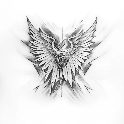 Chest Tattoo Roses Lightning Angel Wing Onto Shoulder