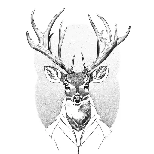 A Surreal Portrait Of A Deer With Antlers Shaped Like Musical Instruments