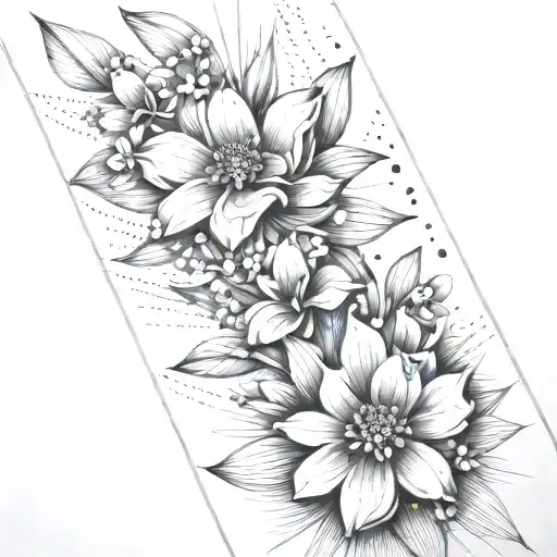 Abstract Architectural Lines With Flowers