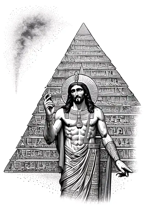 Egyptian Pyramid With Jesus Holding