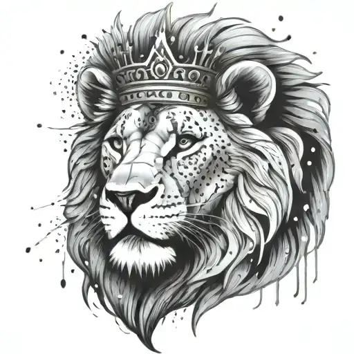 A Graffiti-inspired Lion Roaring With A Crown On Its Head