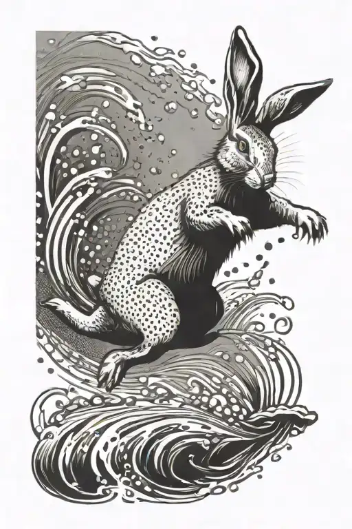 Rabbit Jumping Through Water