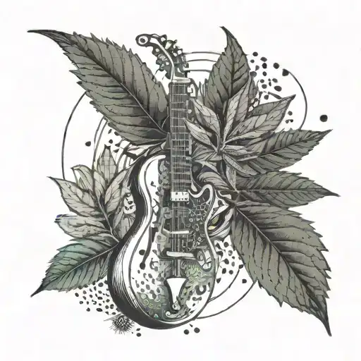 An Abstract Representation Of A Cannabis Leaf Morphing Into A Musical Instrument