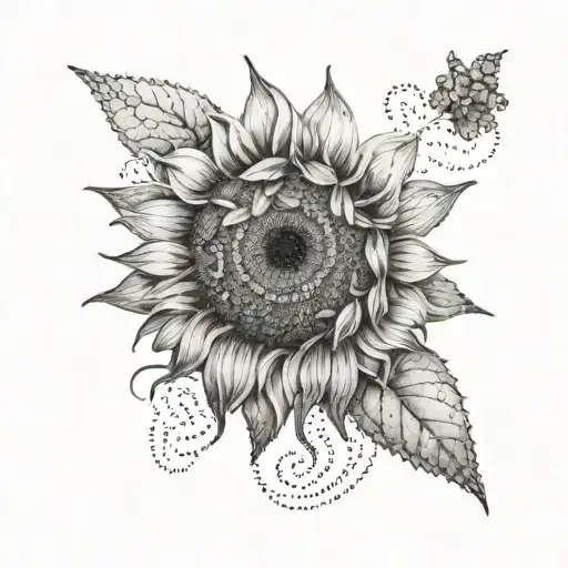 A Delicate Sunflower Made Entirely Of Tiny Specks Of Dust