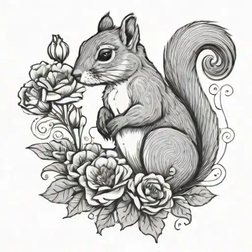 One Line Squirrel Holding A Bouquet Of Carnations You Had Thought