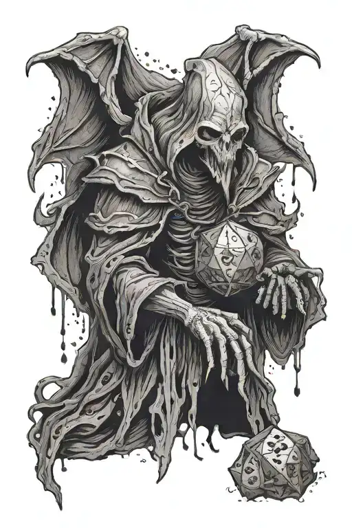 Mysterious Mind Flayer From Dnd Depicted As A Dungeon Master With A D20 Dice