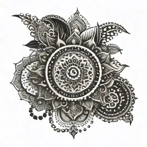 Indian Sanskrit Saying With Art Around It