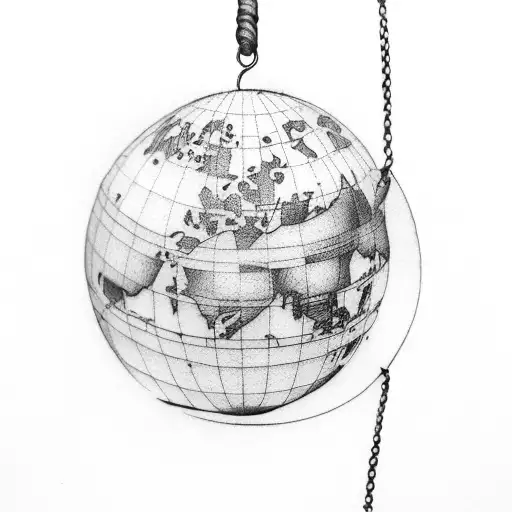 A Woman In A Swing Hanging From A World Globe