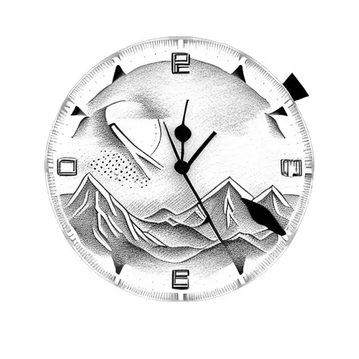Rolex Clock With Mountains