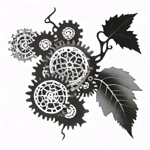 Create A Minimalist Tattoo Of Your Family Tree Intertwined With Mechanical Gears