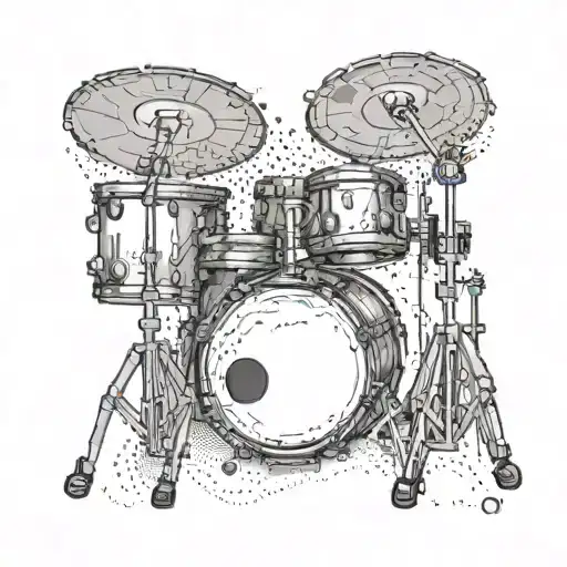 Create A Tattoo Design Of A Drum Kit With Each Piece Representing A Different Iconic Nyc Landmark