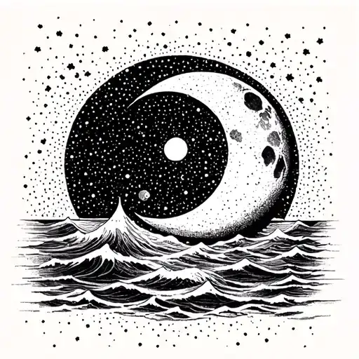 Moon And Ocean Scene