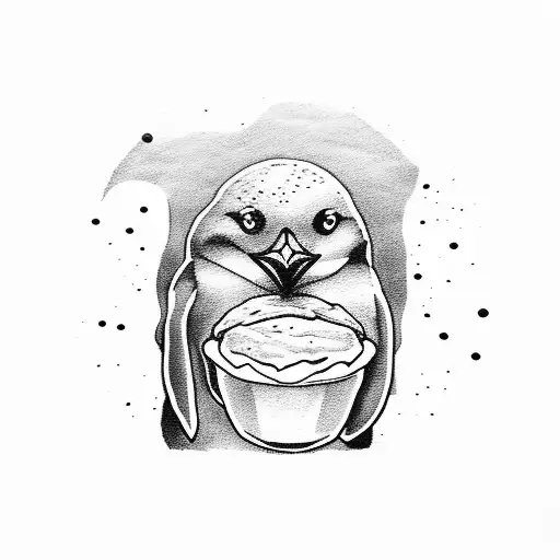 Penguin Holding A Muffin