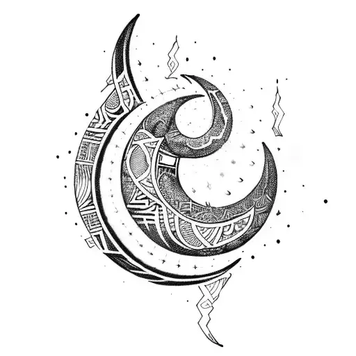 Crescent Moon Tongan Tribal Design