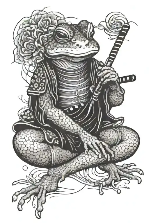 Japanese Samurai Frog Meditating