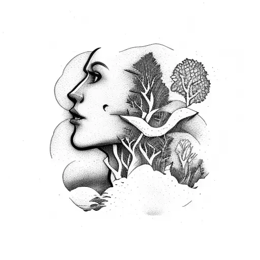 Man's Mouth Around The River In Forest