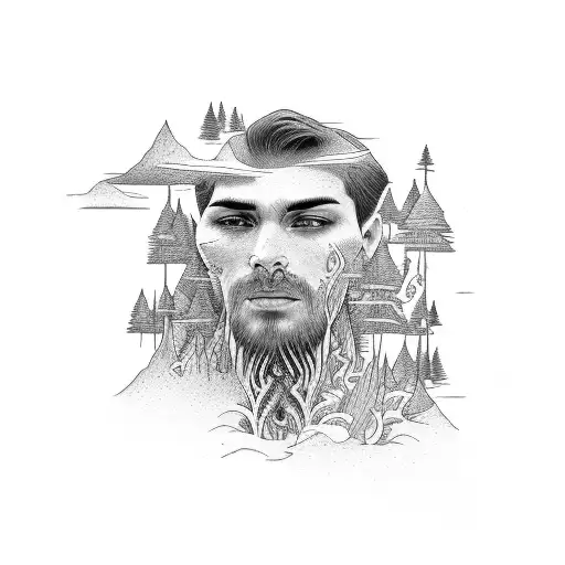 Man's Lower Face Around The River In Forest