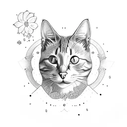 Cat With A Cosmos Flower