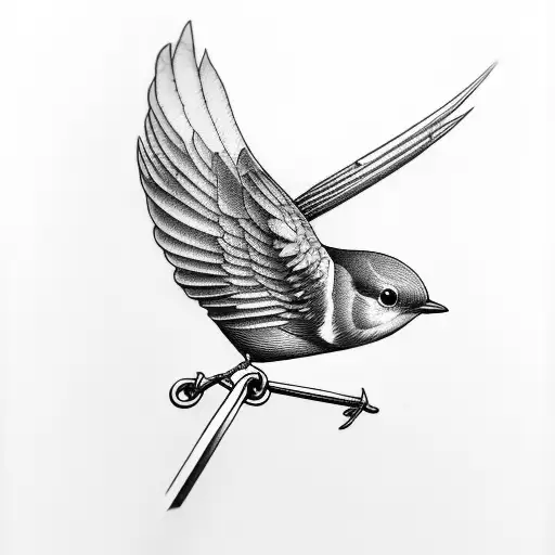 Flying Bird Robin With Prison Shackles On One Leg