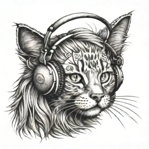 Ragdoll Cat Wearing Headphones