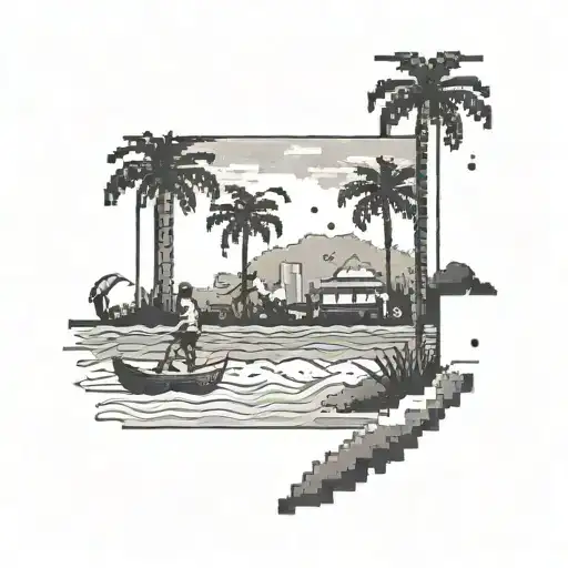 A Pixelated Beach Scene With Video Game Characters Playing Sports