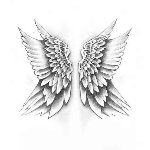 Angel Wings With Black Ribbion