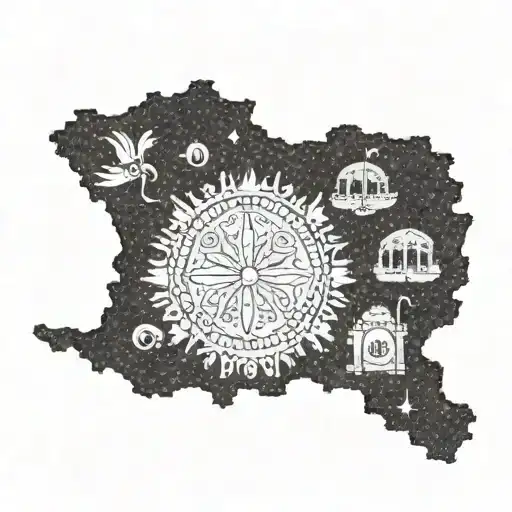 A Map Of Sicily With A Traditional Sicilian Symbol Incorporated
