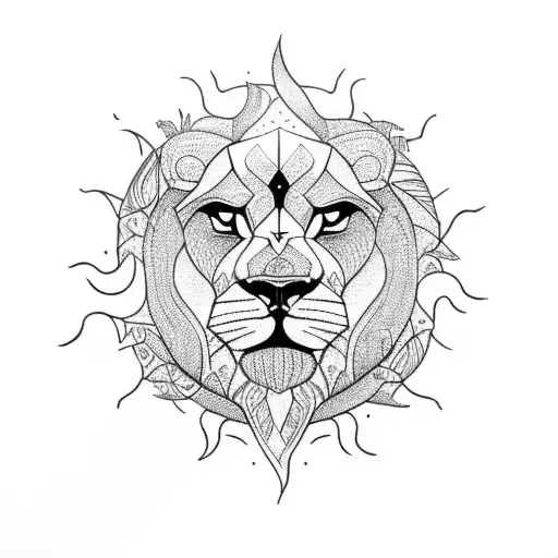 Sun Tribal Landscape Lion