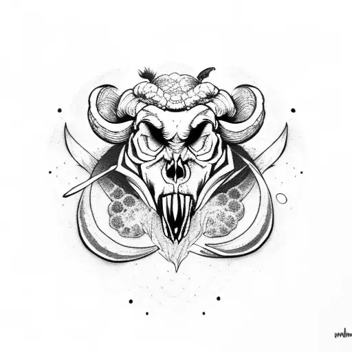 Angry Ram Skull Moon