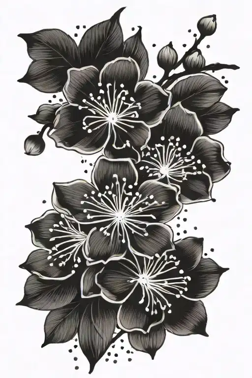 Cherry Blossom Wrist Wrap Line Dot Work