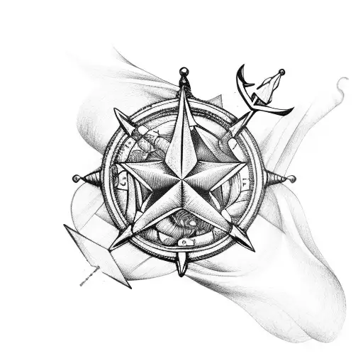 Nautical Star With Anchor