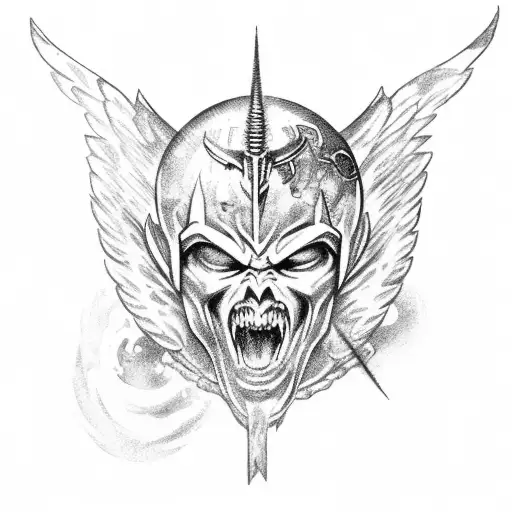 Archangel Michael Killing Lucifer With A War Background