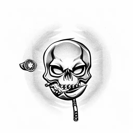 Skull With Dollar Sign Eyes With Cartoon Cigar In Mouth