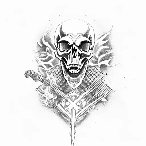 Skull Samurai With Fire