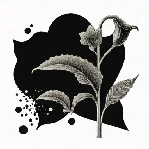 A Dotwork Design Of A Plant Morphing Into A Dali-esque Figure Holding A Paintbrush