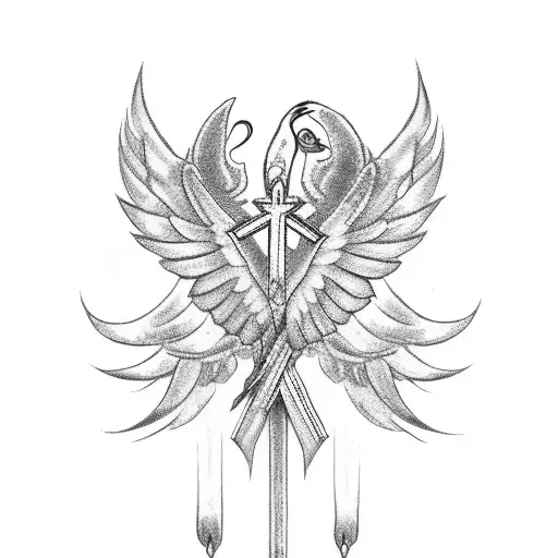 The Jian Bird Mixed With Angel Wings And The Bottom Of A Cross As The Tail