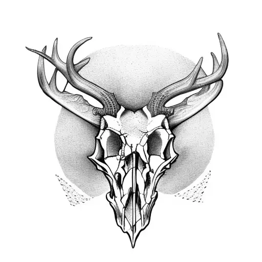 Deer Skull With Snake On Horn