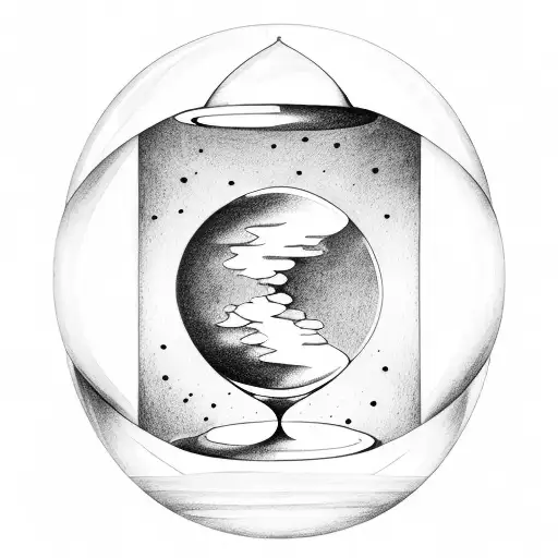 Hourglass Attached To A Ballon Across Space