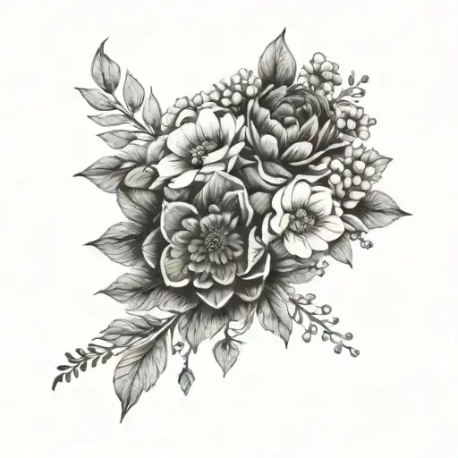 A Dotwork Design Of A Flower Crown With Intricate Floral Details