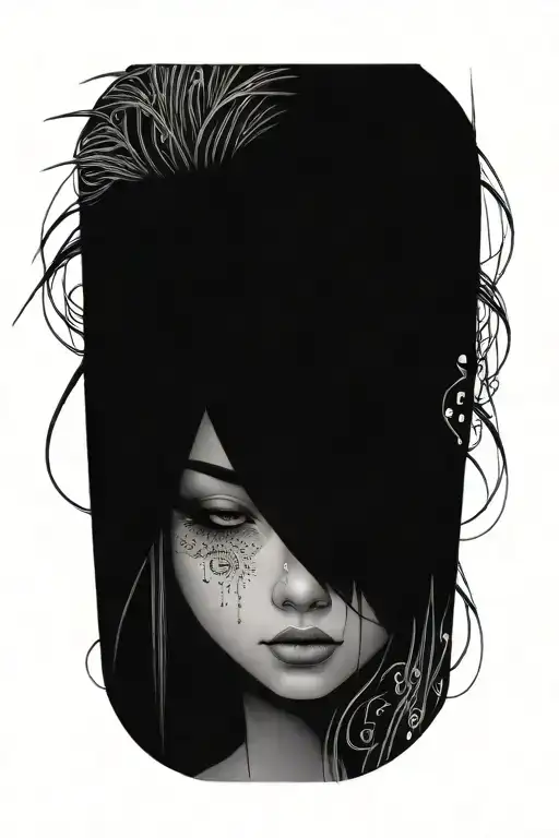 Cyberpunk Anime Beautifull Girl Face One Eye