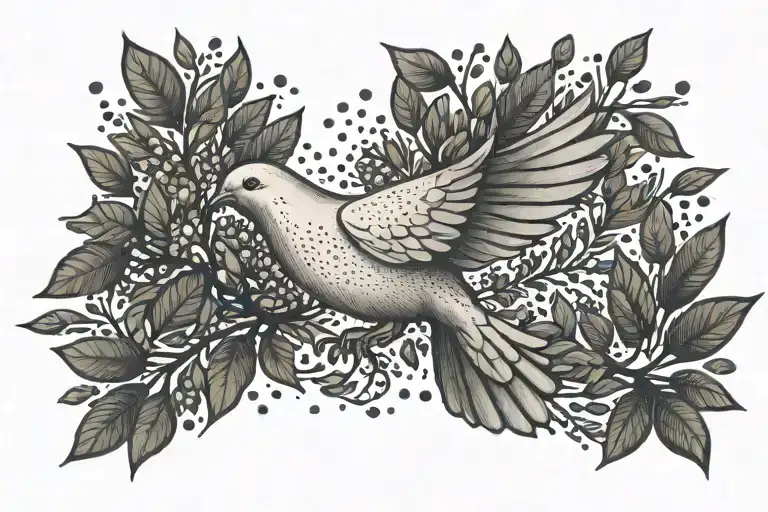 Dove With Olive Branch Representing Forgiveness And Freedom Minimalistic