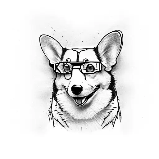 Cartoon Remale Corgi With Glasses Reading